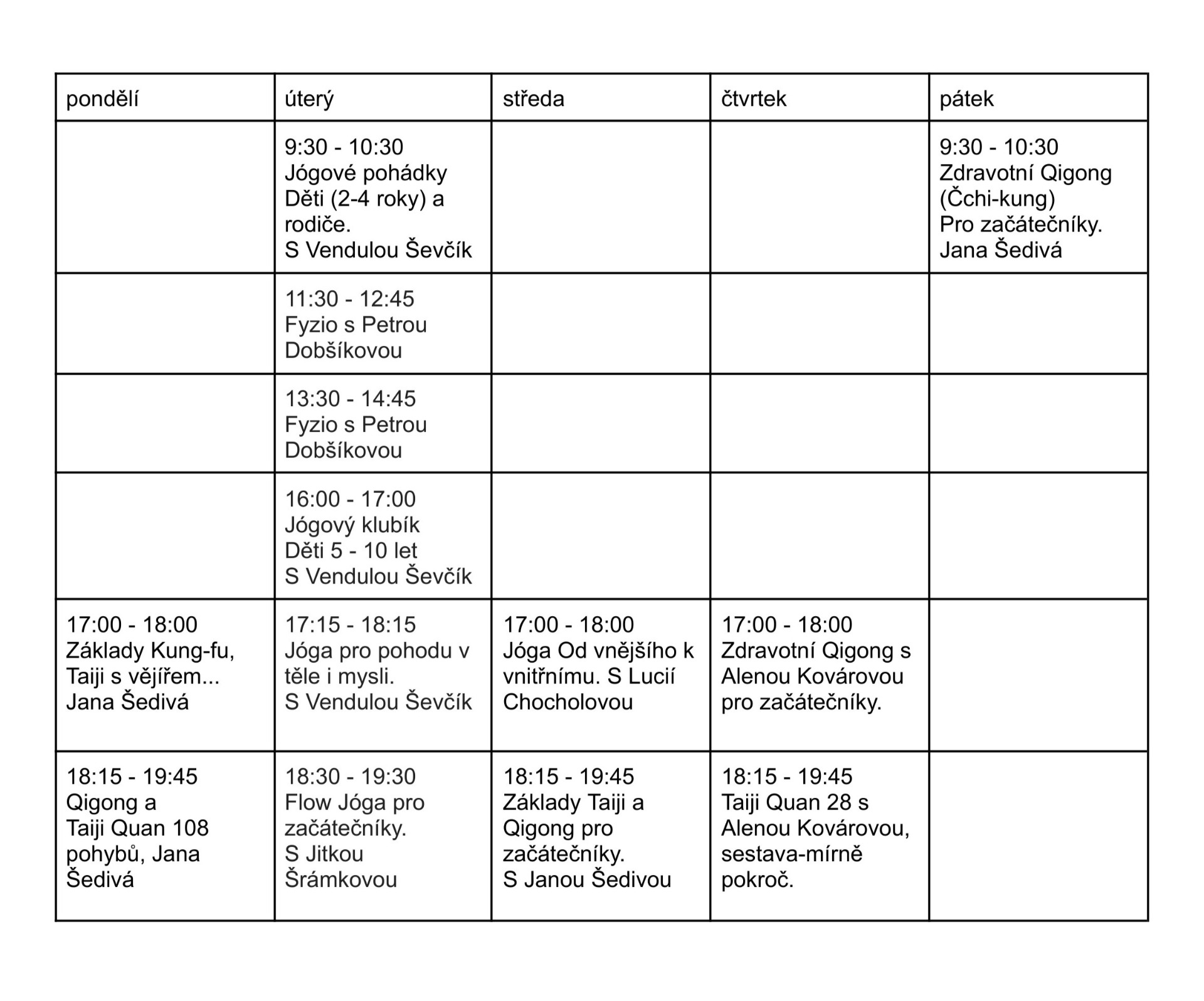 Program ve Studiu Tlukot, Novobranská 4. Brno-město, 2025/2026